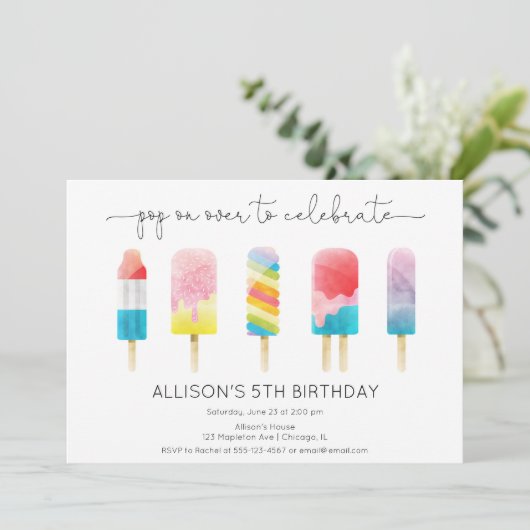 Summer popsiche-verjaarfeest kaart (Staand voorkant)