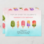 Summer popsiche-verjaarfeest kaart (Voorkant / Achterkant)