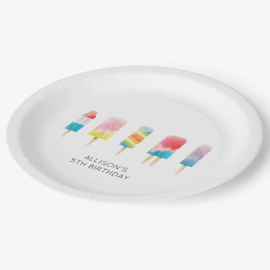 Summer popsiche-verjaarfeest papieren bordje (Gekanteld)
