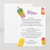 Summer Popsicle Baby Shower Menu (Voorkant / Achterkant)