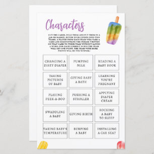 Summer Popsicle Baby shower spel personages