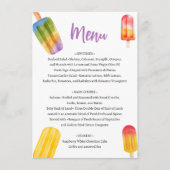 Summer Popsicle Books for Baby Shower Menu (Voorkant)