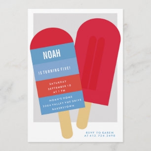 SUMMER POPSICLE KIDS BIRTHDAY ARTIJ INVITATIE KAART