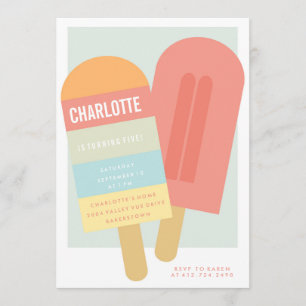 SUMMER POPSICLE KIDS BIRTHDAY ARTIJ INVITATIE KAART