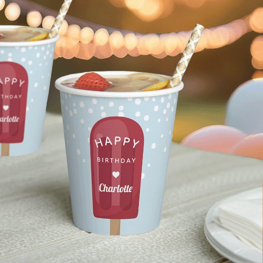 Summer Popsicle Kids Birthday Party Personalized Papieren Bekers