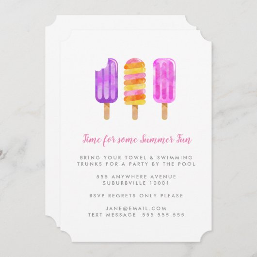 Summer Popsicles Ice Cream Pool Kaart (Voorkant / Achterkant)
