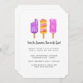 Summer Popsicles Ice Cream Pool Party nodigt uit Kaart (Voorkant / Achterkant)