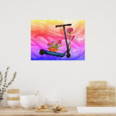 Summer Poster Push Scooter Floral Art (Keuken)