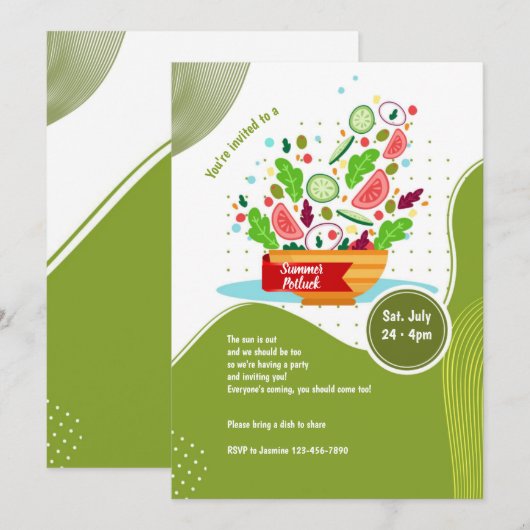 Summer Potluck Party Kaart (Voorkant / Achterkant)