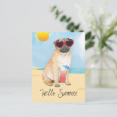 Summer Pug Briefkaart (Staand voorkant)