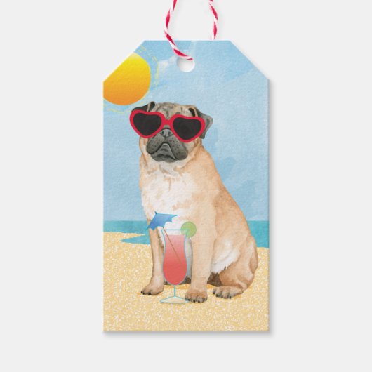 Summer Pug Cadeaulabel (Voorkant)