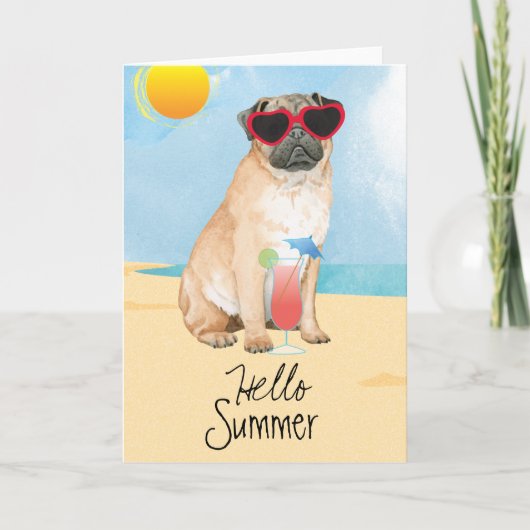 Summer Pug Kaart (Voorkant)