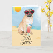 Summer Pug Kaart (Gele Bloem)