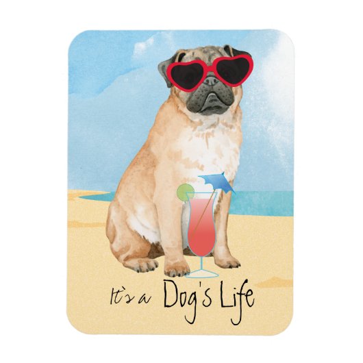 Summer Pug Magneet (Verticaal)