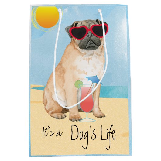 Summer Pug Medium Cadeauzakje (Voorkant)