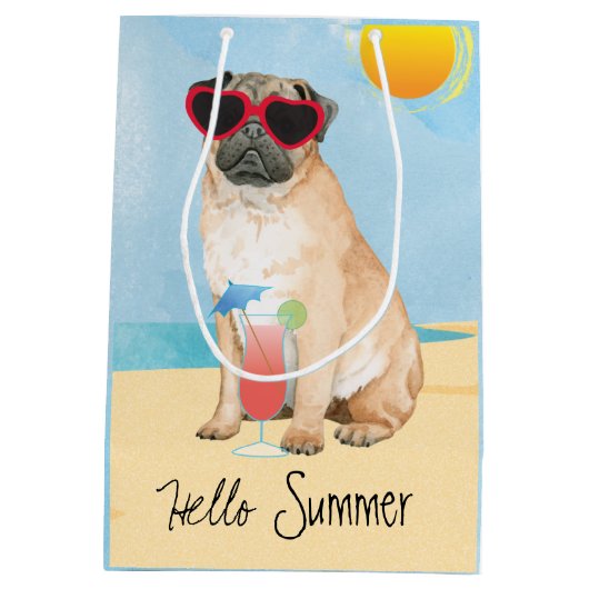 Summer Pug Medium Cadeauzakje (Achterkant)