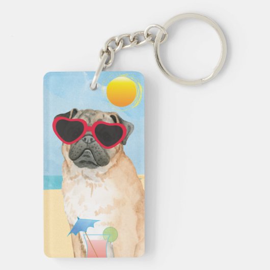 Summer Pug Sleutelhanger (achterkant)