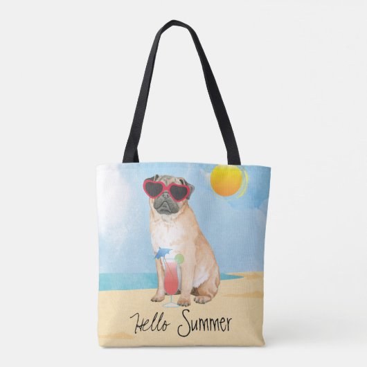 Summer Pug Tote Bag (Achterkant)