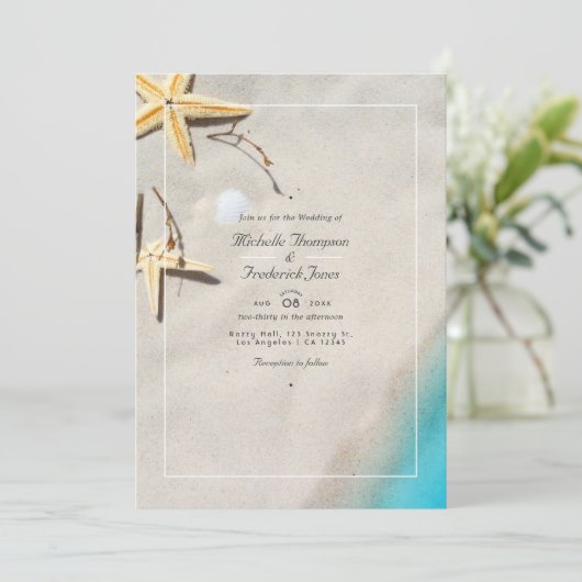 Summer QR Code RSVP Beach Weddenschap Kaart (Staand voorkant)