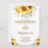 Summer Quinceanera Garden Sunflower 15th Birthday Kaart (Voorkant)