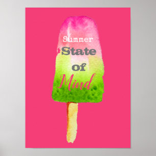 Summer quote popsicle raspberry schattige voedselk poster