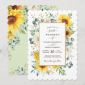 SUMMER RADIANCE Sunflower Garden Greenery Wedding Kaart (Voorkant / Achterkant)