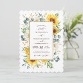 SUMMER RADIANCE Sunflower Garden Greenery Wedding Kaart (Staand voorkant)