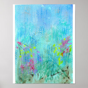 Summer Rain Abstract Waterverf Poster