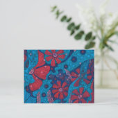 Summer Rain Fantasy Flowers Blue Pink Floral Art Briefkaart (Staand voorkant)