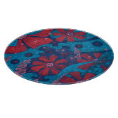 Summer Rain Fantasy Flowers Blue Pink Floral Art Snijplank (Hoek)