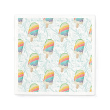 Summer Rainbow Popsicle en Blauwgroen Swirls Papie