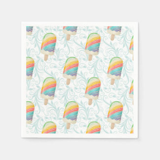 Summer Rainbow Popsicle en Blauwgroen Swirls Papie Servet