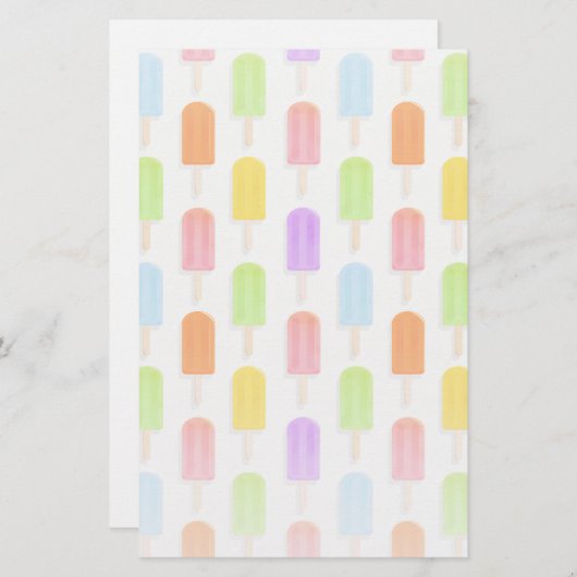 Summer Rainbow Popsicles Pattern Briefpapier (Voorkant / Achterkant)