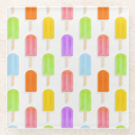 Summer Rainbow Popsicles Pattern Glazen Onderzetter