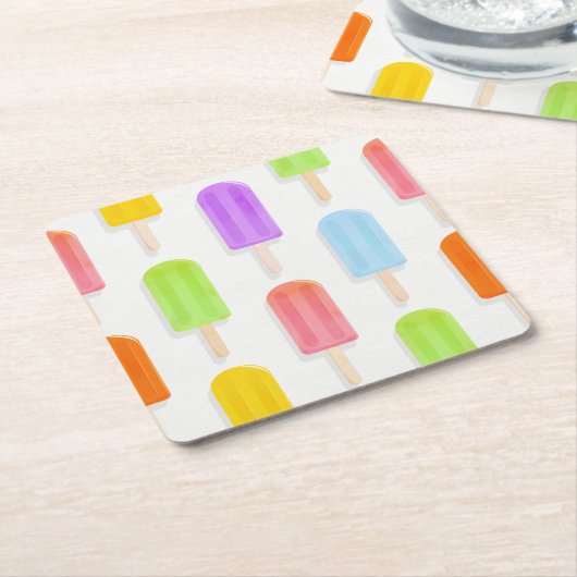 Summer Rainbow Popsicles Pattern Kartonnen Onderzetters (Schuin)