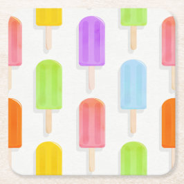 Summer Rainbow Popsicles Pattern Kartonnen Onderzetters