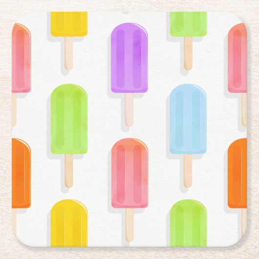 Summer Rainbow Popsicles Pattern Kartonnen Onderzetters (Voorkant)