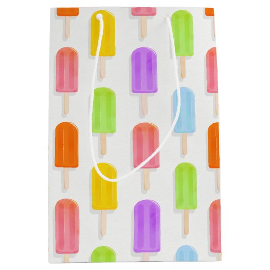 Summer Rainbow Popsicles Pattern Medium Cadeauzakje (Voorkant)