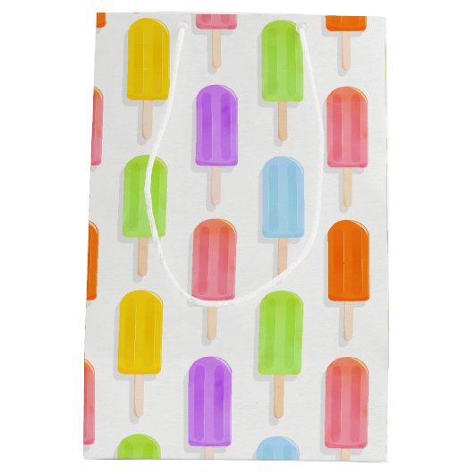 Summer Rainbow Popsicles Pattern Medium Cadeauzakje (Achterkant)