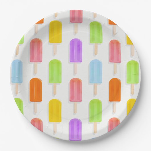 Summer Rainbow Popsicles Pattern Papieren Bordje (Voorkant)