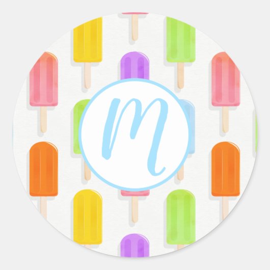 Summer Rainbow Popsicles Pattern Ronde Sticker (Voorkant)