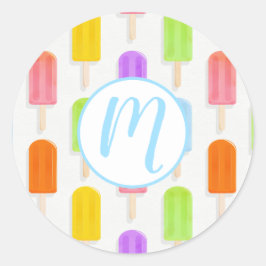 Summer Rainbow Popsicles Pattern Ronde Sticker