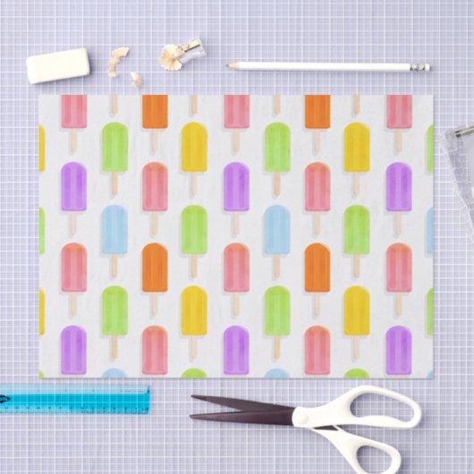 Summer Rainbow Popsicles Pattern Tissuepapier (Craft)
