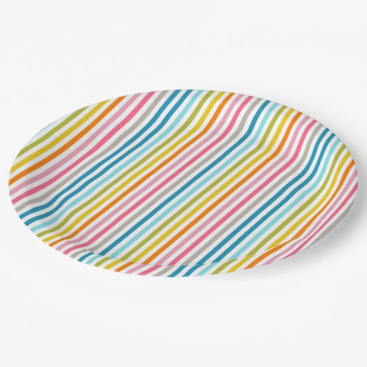 Summer Rainbow Stripes Papieren Bordje (Gekanteld)