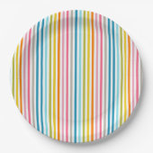 Summer Rainbow Stripes Papieren Bordje (Voorkant)
