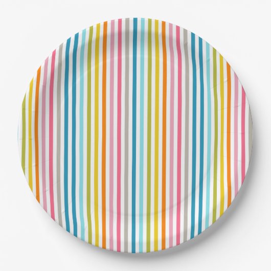 Summer Rainbow Stripes Papieren Bordje (Voorkant)