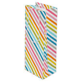 Summer Rainbow Stripes Wijn Cadeautas (Voorkant Gekanteld)