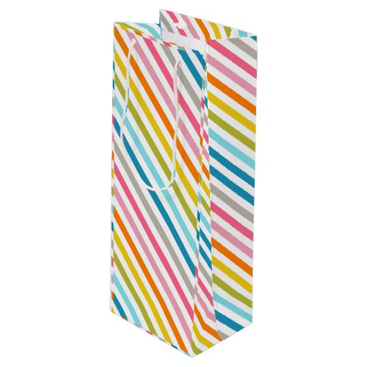 Summer Rainbow Stripes Wijn Cadeautas (Voorkant Gekanteld)