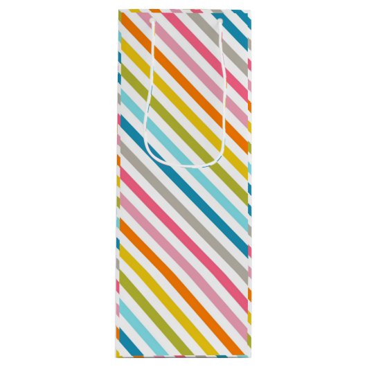 Summer Rainbow Stripes Wijn Cadeautas (Voorkant)