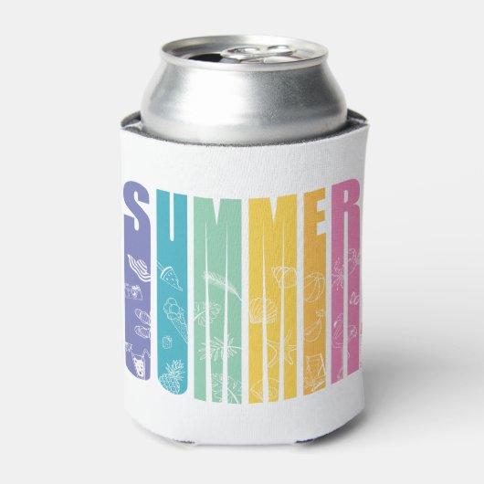 Summer Rainbow Typografie - GraphicLoveShop Blikjeskoeler (Blikje Voorkant)
